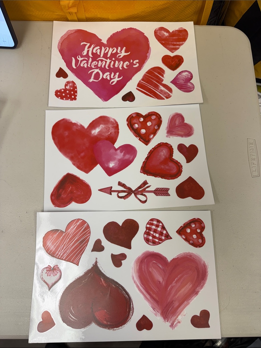 Valentine's Day Heart Sticker Sheets 9 sheets 101 pieces - Red & Pink stickers
